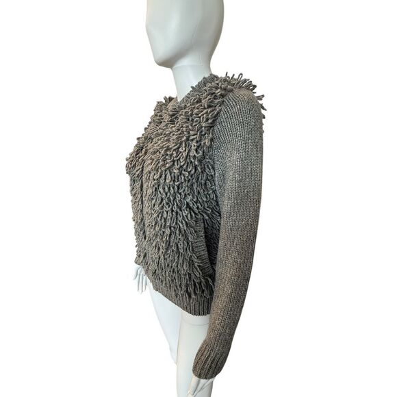 Madewell Gray Fringe Loop Zip Up Merino Wool Cardigan Size XS - Picture 5 of 9